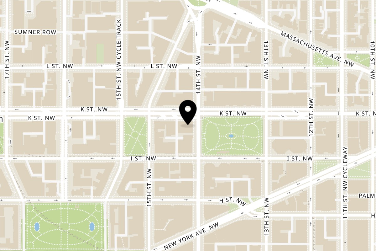 Map showing the location of Taylor Gourmet K Street on 1400 K St NW in Washington