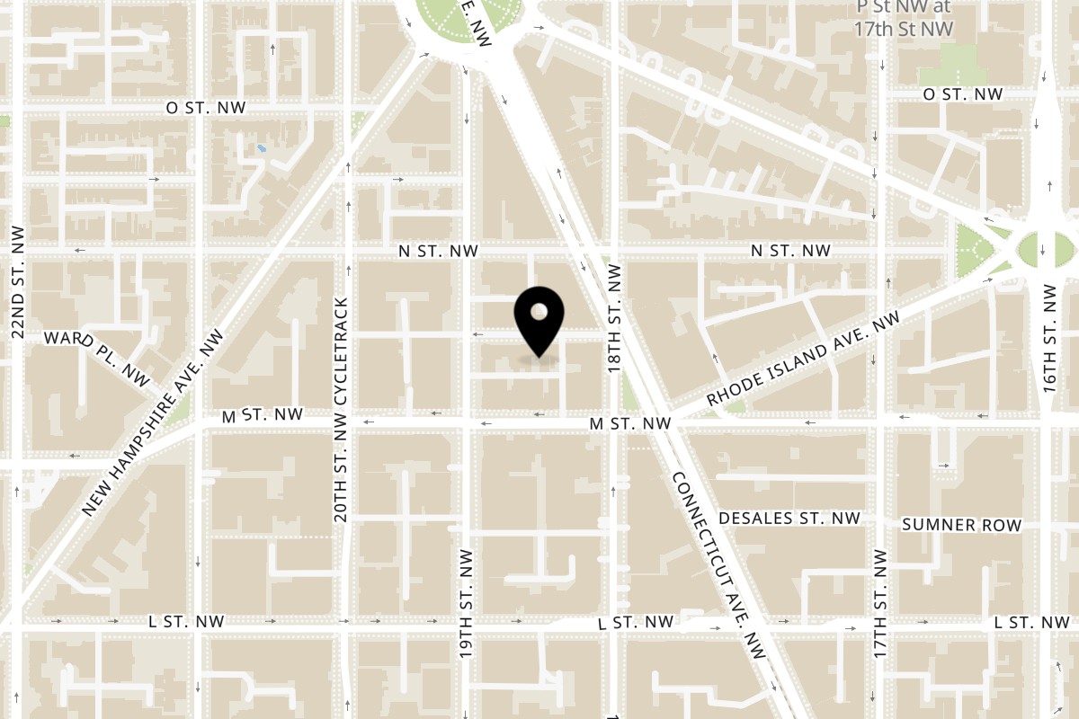 Map showing the location of Taylor Gourmet Dupont on 1822 Jefferson Place Northwest in Washington